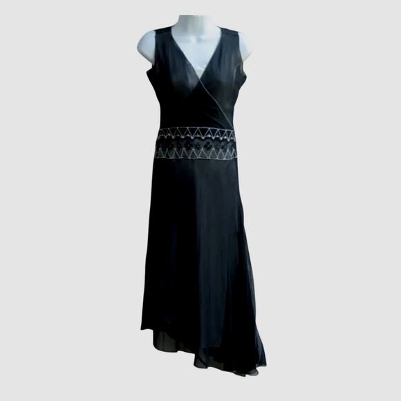 Vintage Max Studio Special Edition Black Ivory Sheer Silk Embroidered Dress S - Picture 1 of 15